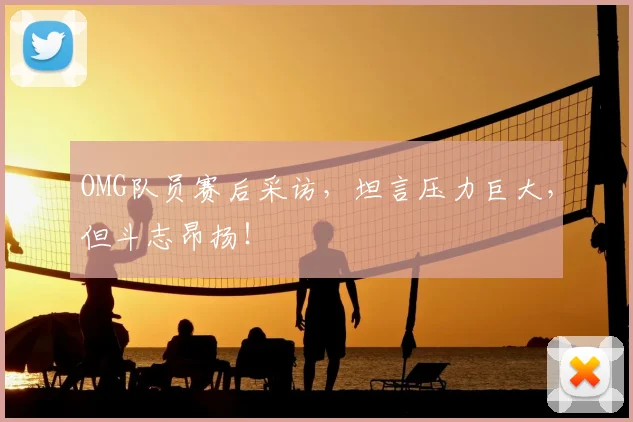 OMG队员赛后采访，坦言压力巨大，但斗志昂扬！